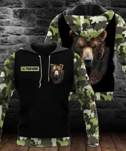 Personalized Name Cool Bear Camo All Over Printed Unisex Shirt Q201103