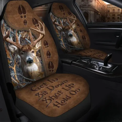 Deer Hold on Funny Car Seat Covers Universal Fit Set 2 Q131107
