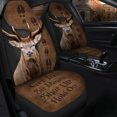 Deer Hold on Funny Car Seat Covers Universal Fit Set 2 Q031104