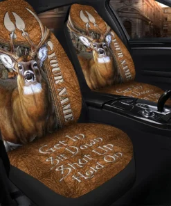 Personalized Name Deer Hunting Forest Hold on Car Seat Covers Universal Fit - Set 2 Q140206
