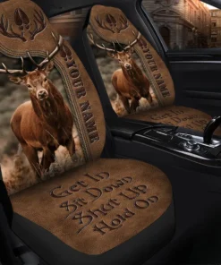 Personalized Name Deer Hunting Q6 Hold on Car Seat Covers Universal Fit - Set 2 Q170804