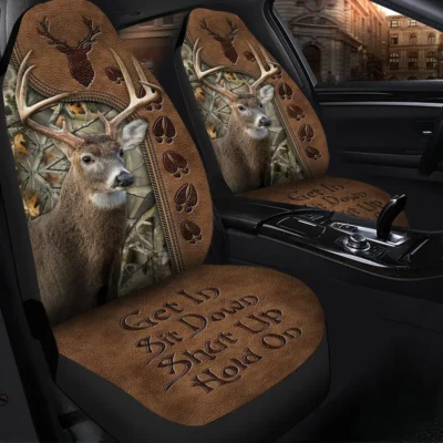 Deer Hunting S1 Hold on Car Seat Covers Universal Fit Set 2 S120903